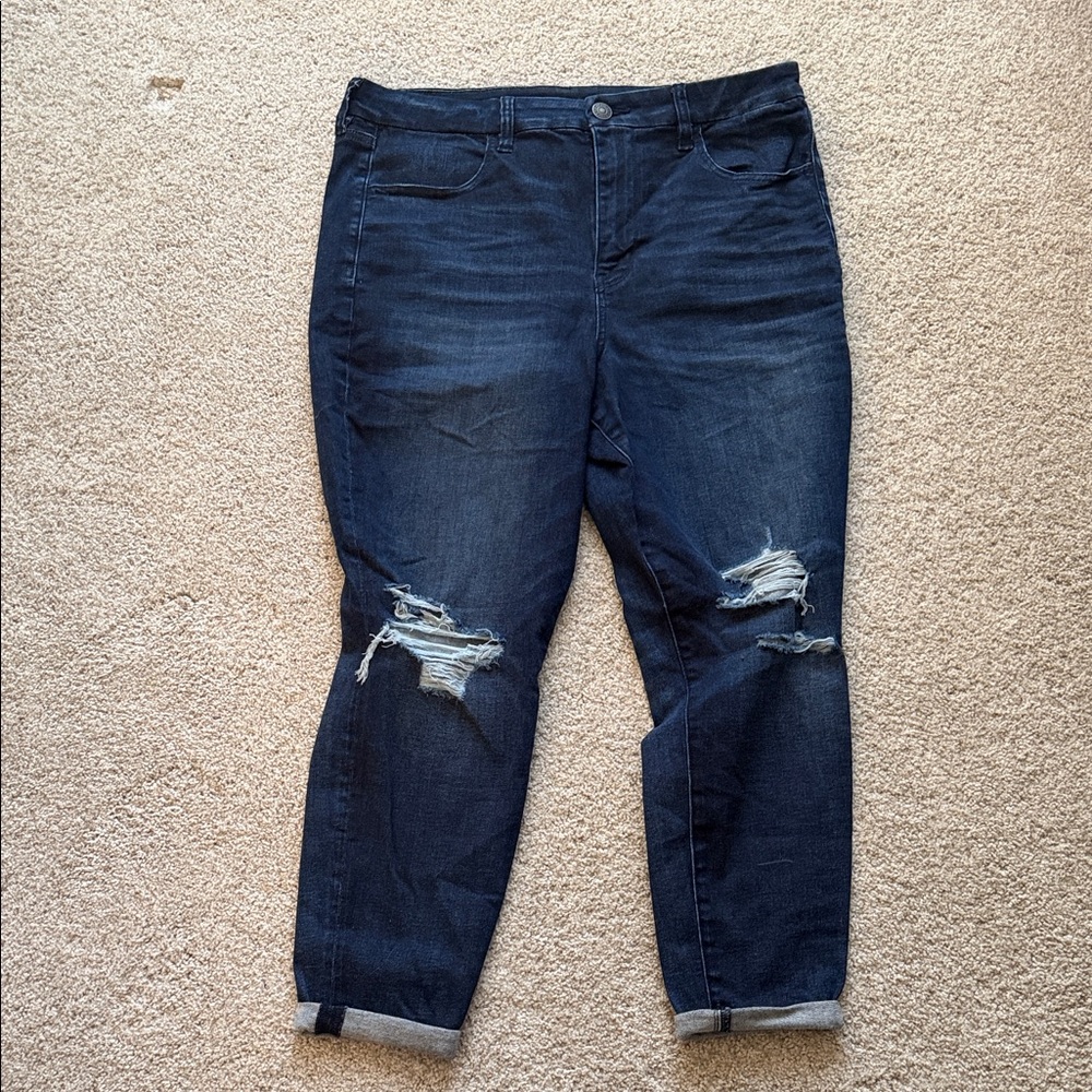 American Eagle Outfitters Dark Blue Distressed Jeggings